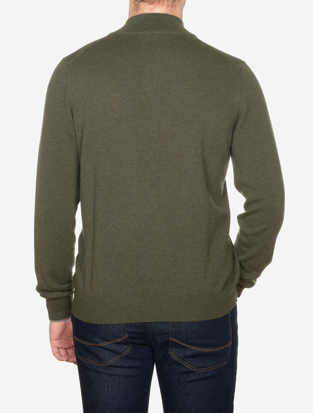 Gran Sasso Mock Zip Alcantara Knitwear Green AI2