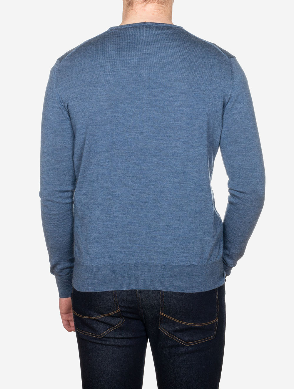 Merino Wool V Neck Blue