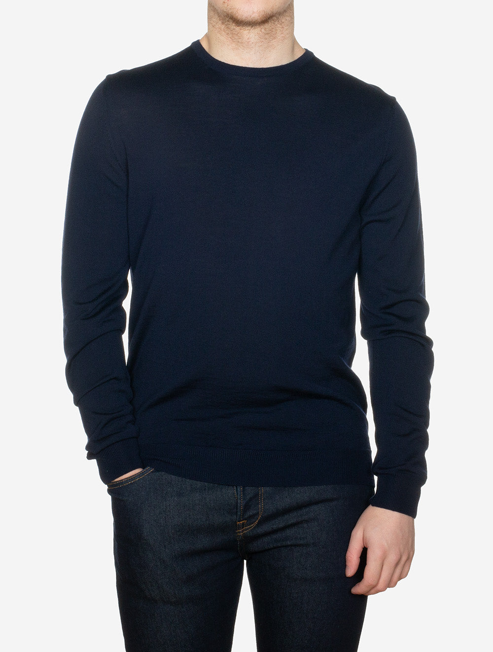 Merino Wool Crew Neck Jumper Navy