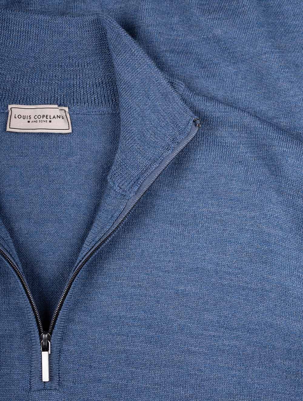 Louis Copeland Half Zip Mock Neck Jumper Blue AI4