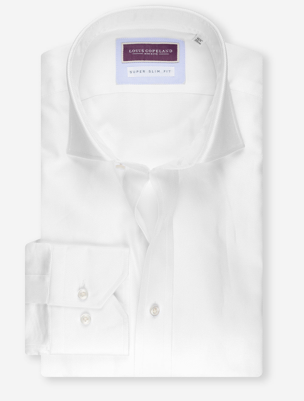 Louis Copeland Superslim Fit Thomas Mason Twill Single Cuff White MI