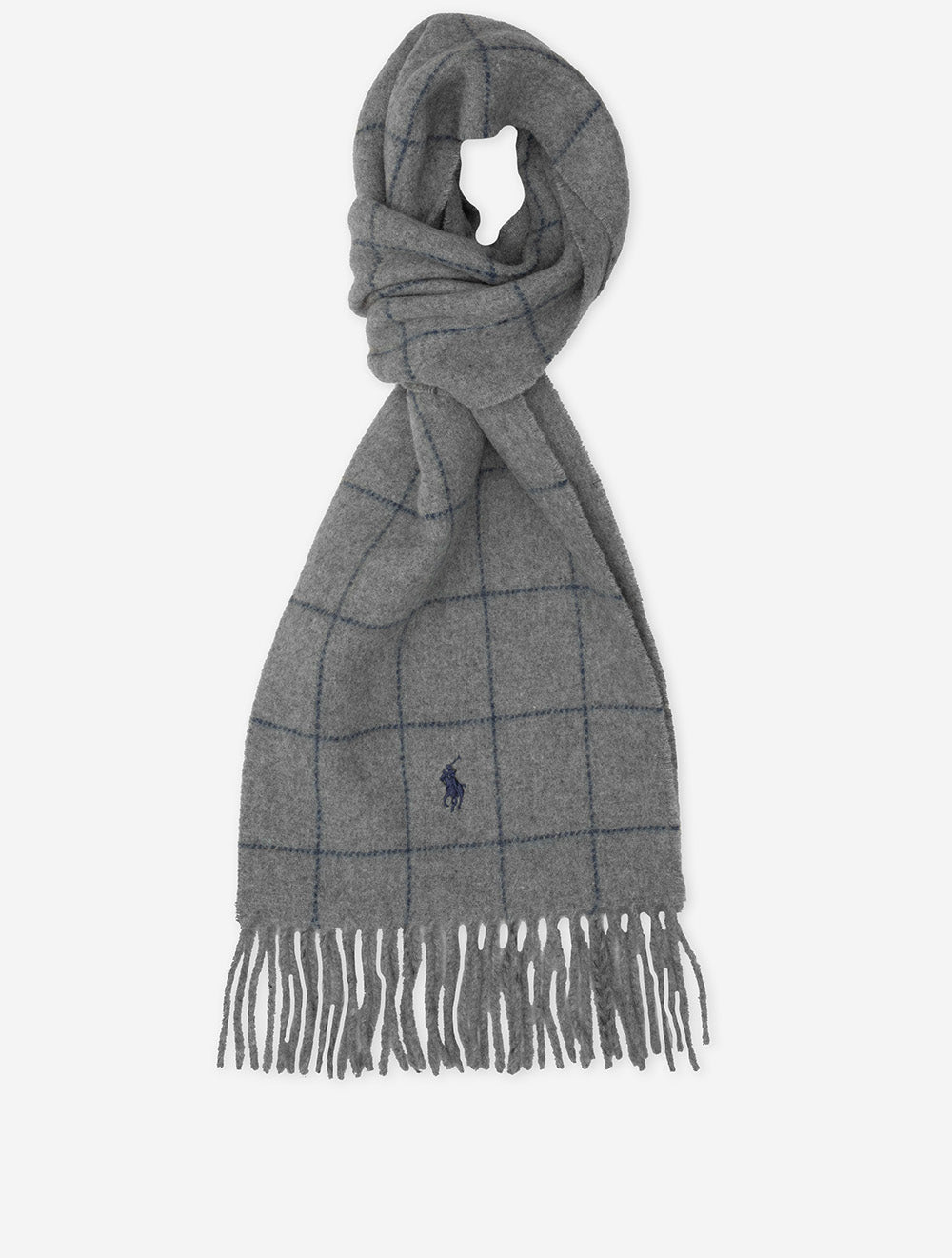 Ralph Lauren Windowpane Plaid Scarf Grey MI