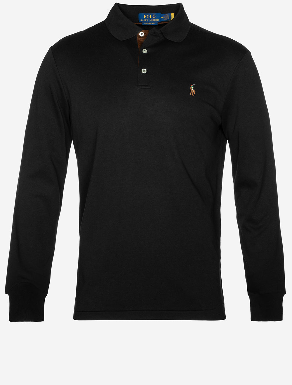 Ralph Lauren Slim Fit Pima Long Sleeve Polo Black MI