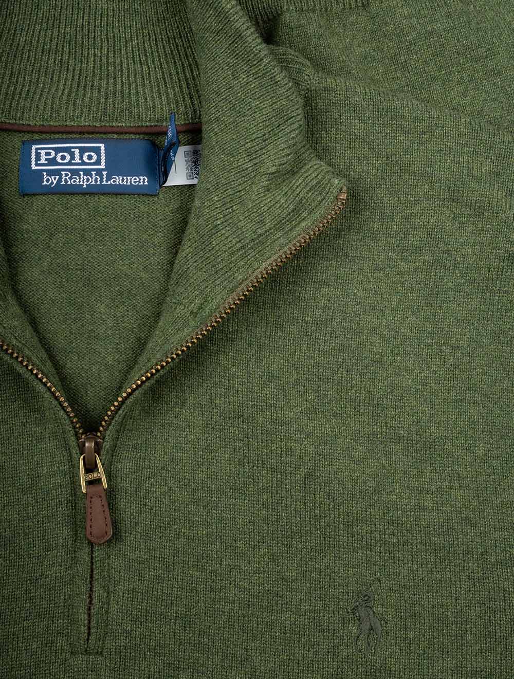 Ralph Lauren Wool Quarter Zip Jumper Green AI3