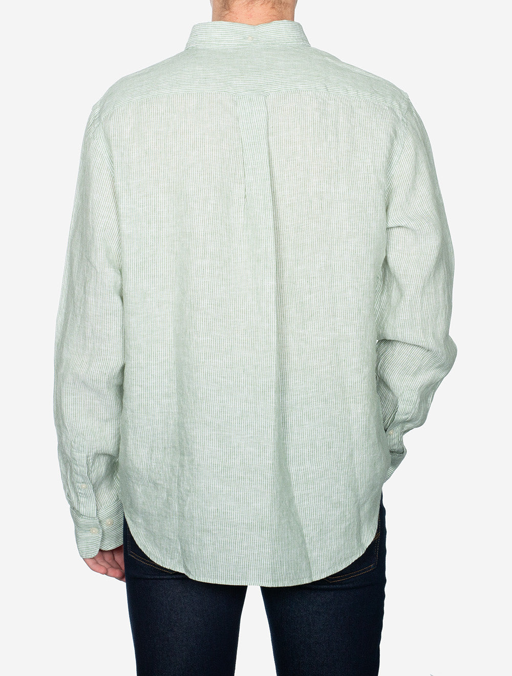 Regular Linen Stripe Shirt Kalamata Green