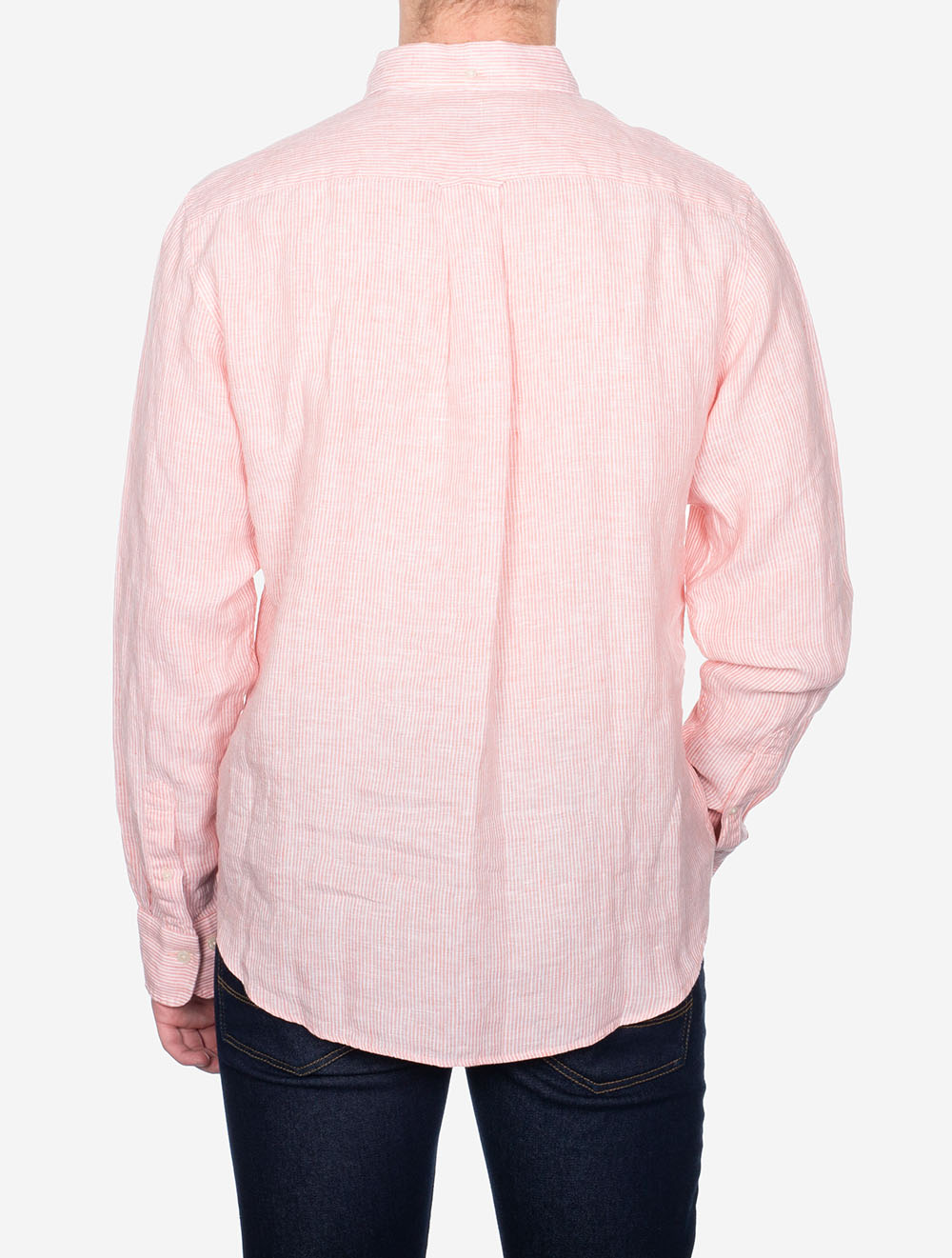 Regular Linen Stripe Shirt Peachy Pink