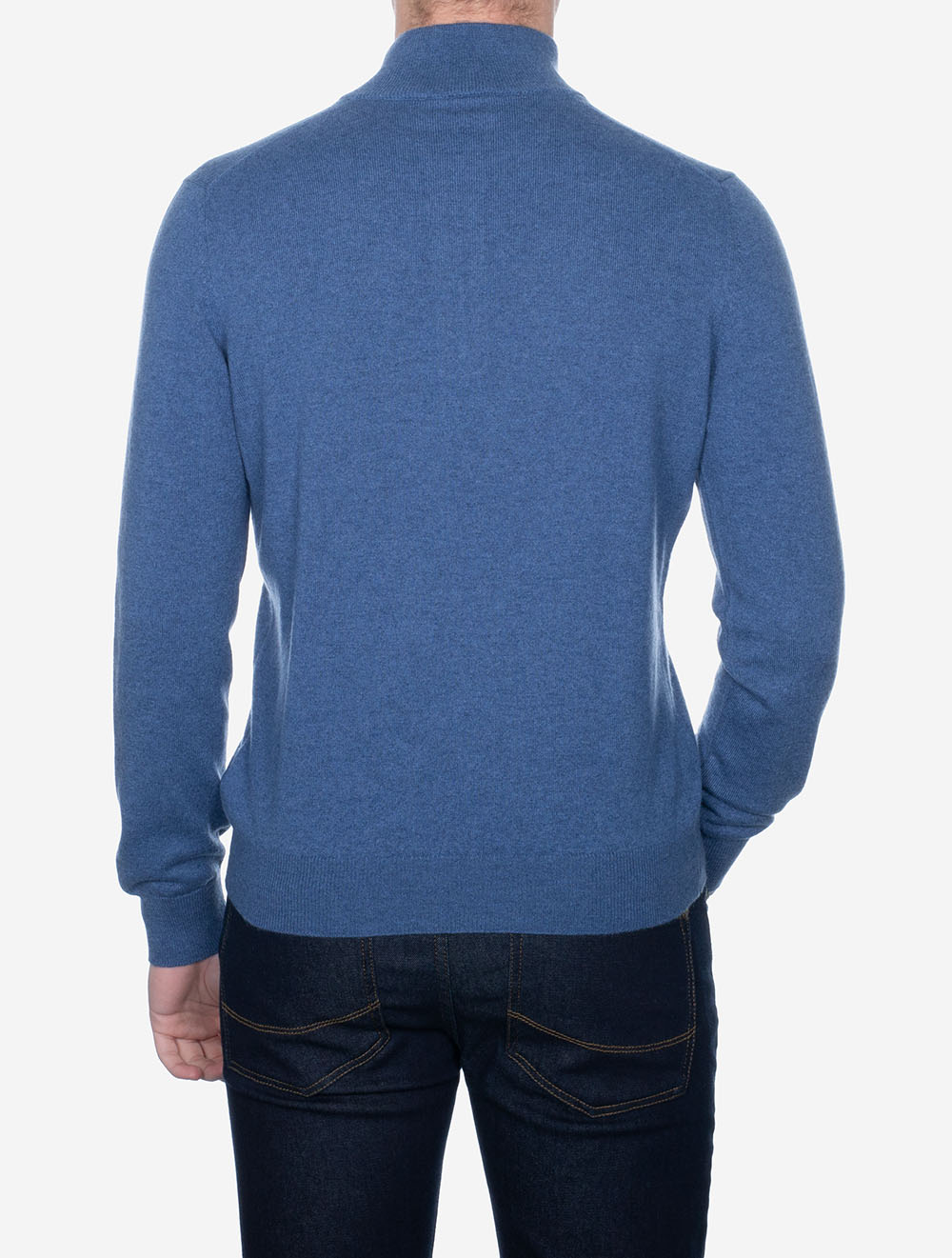 Cachemire Demi-Zip Bleu