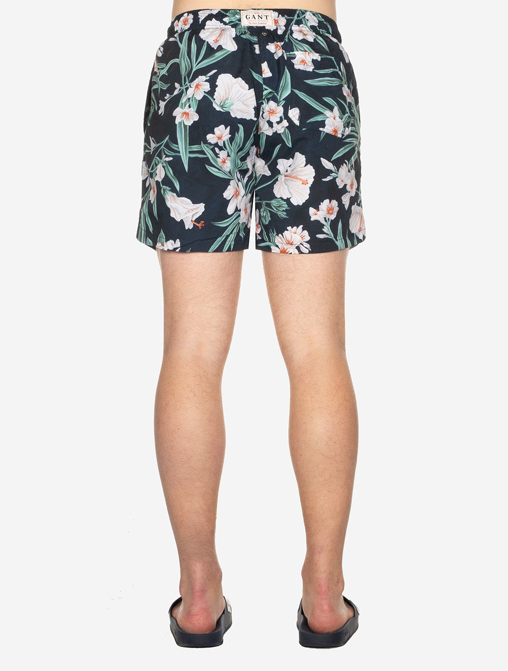 Oleander Print Swim Shorts Evening Blue