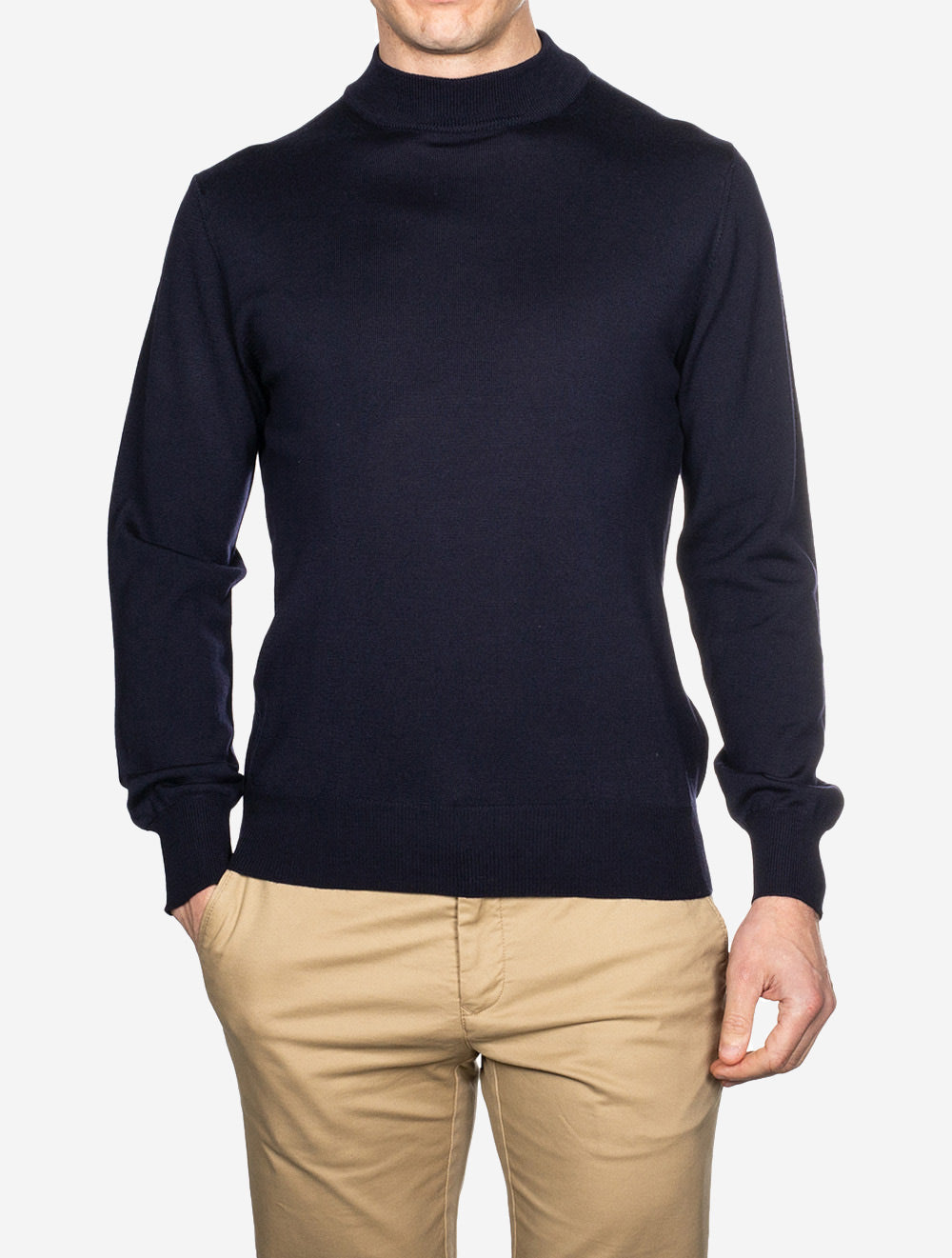 Louis Copeland Merino Mock Neck Navy AI1