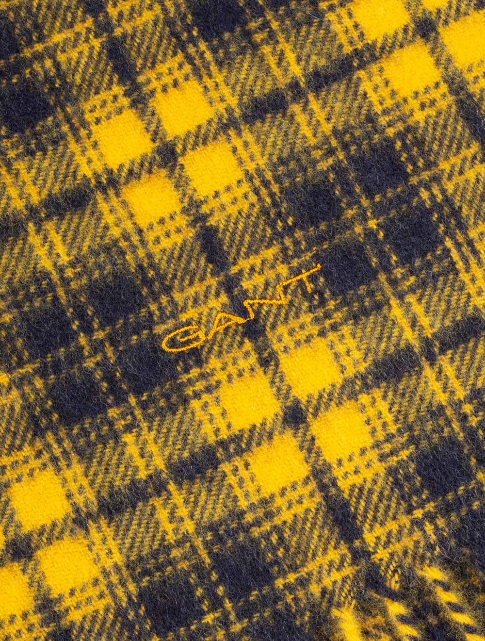 Plaid Check Woven Scarf Dark Mustard Yellow