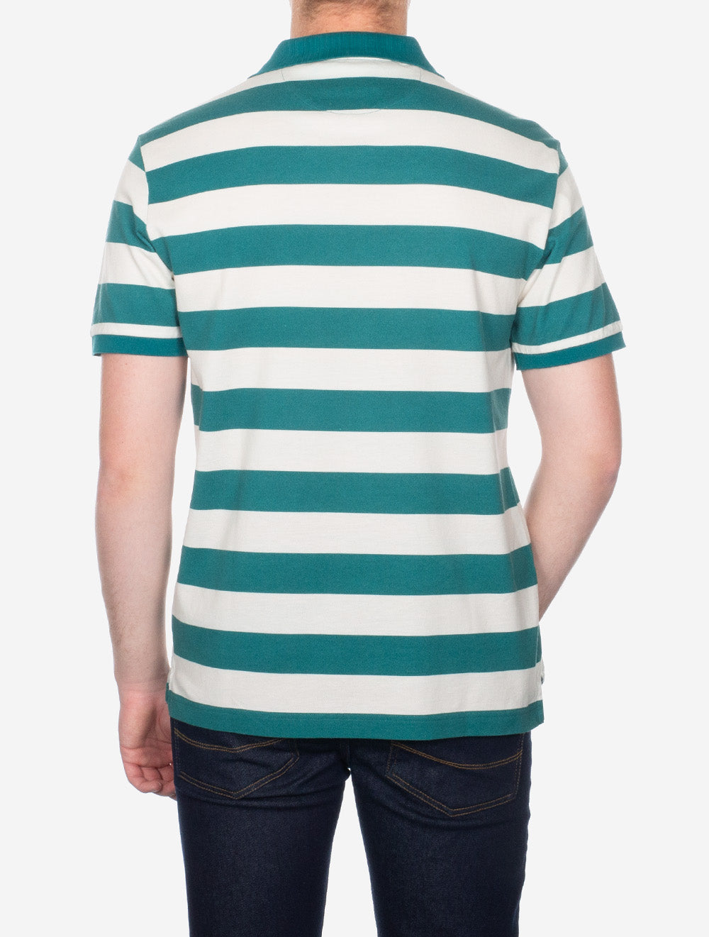 Heavy Washed Striped Polo Ocean Turquosie