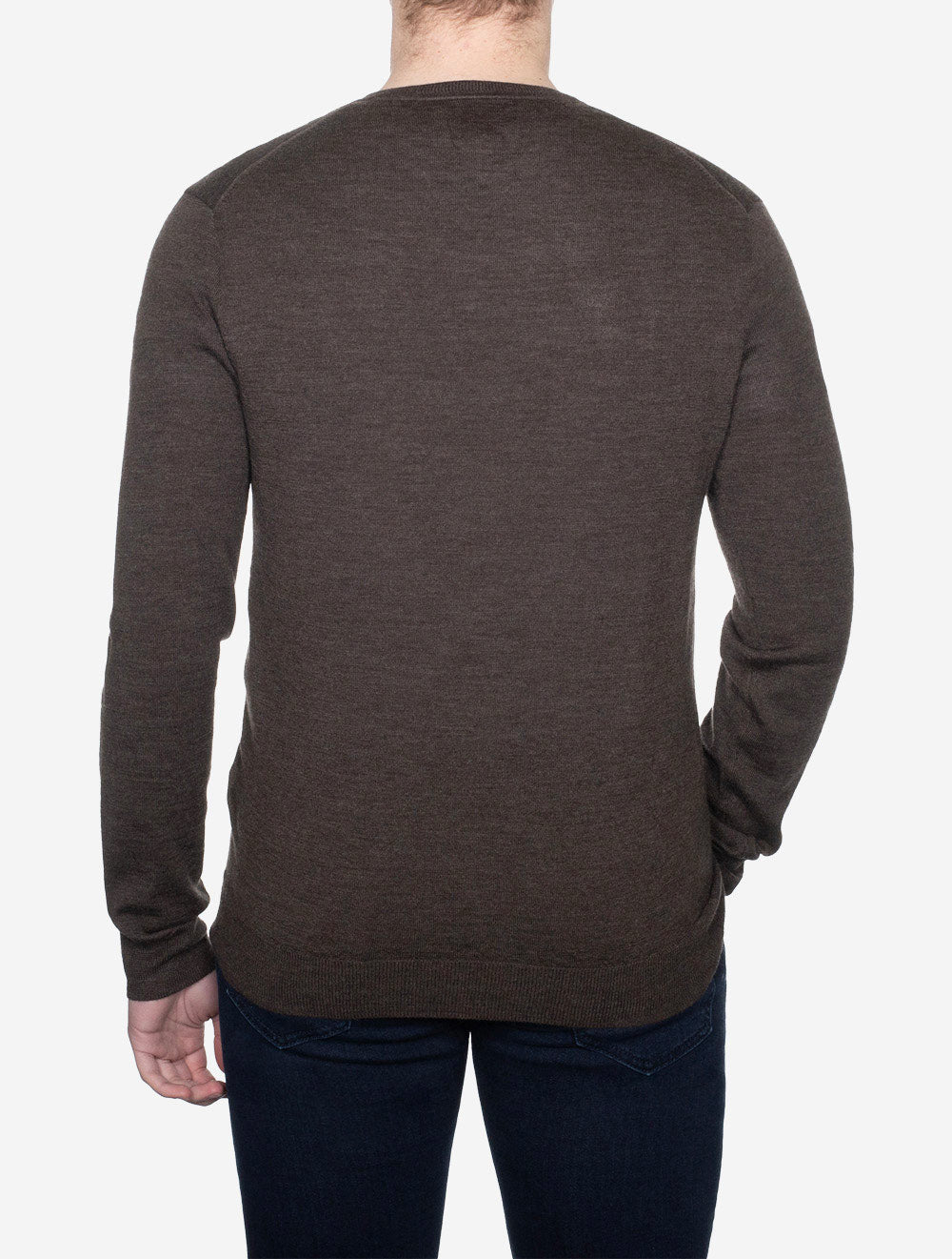 Merino Slim V Neck Pullover Brown