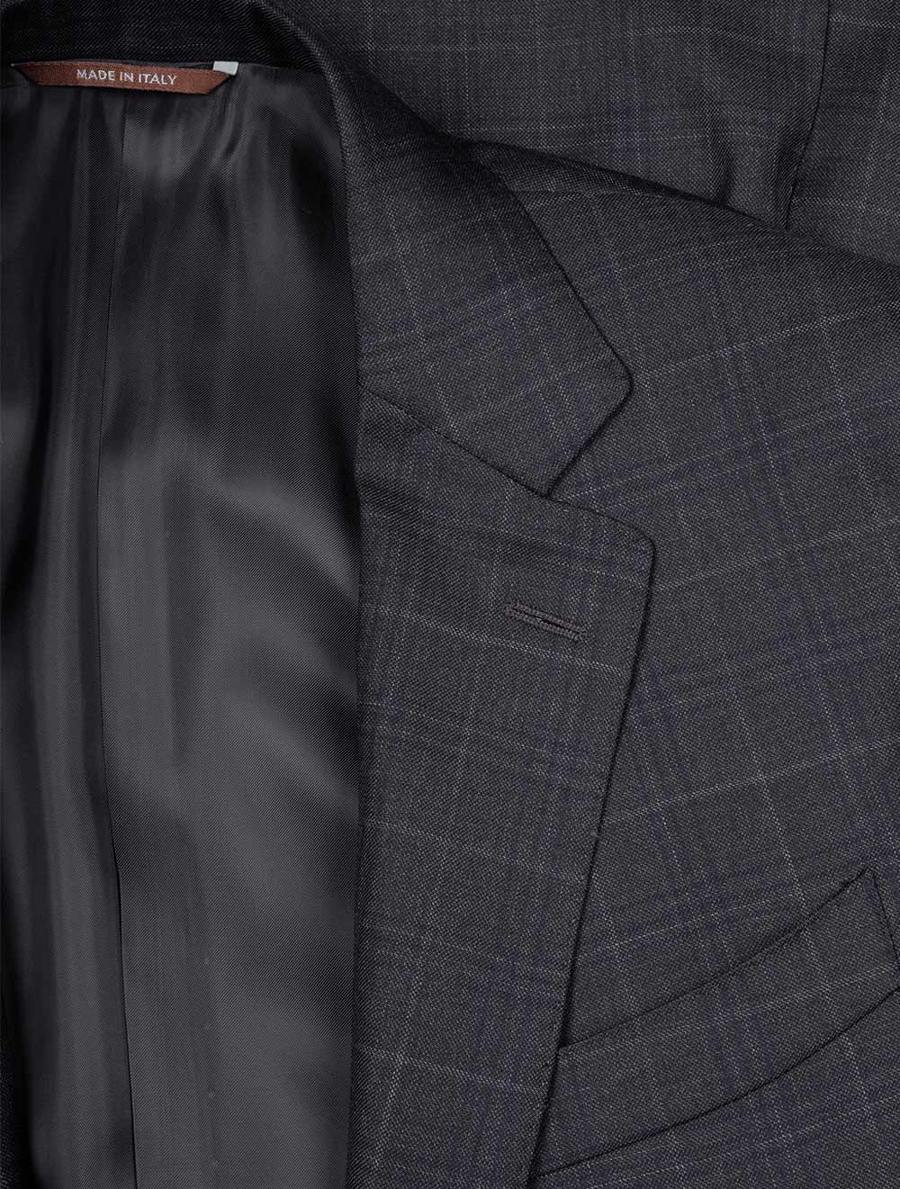 Canali Over-Check Suit Charcoal Grey AI1