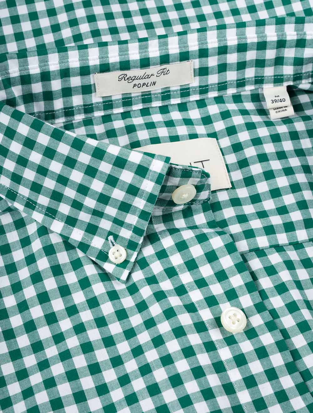 Regular Fit Poplin Gingham Shirt Deep Forest Green