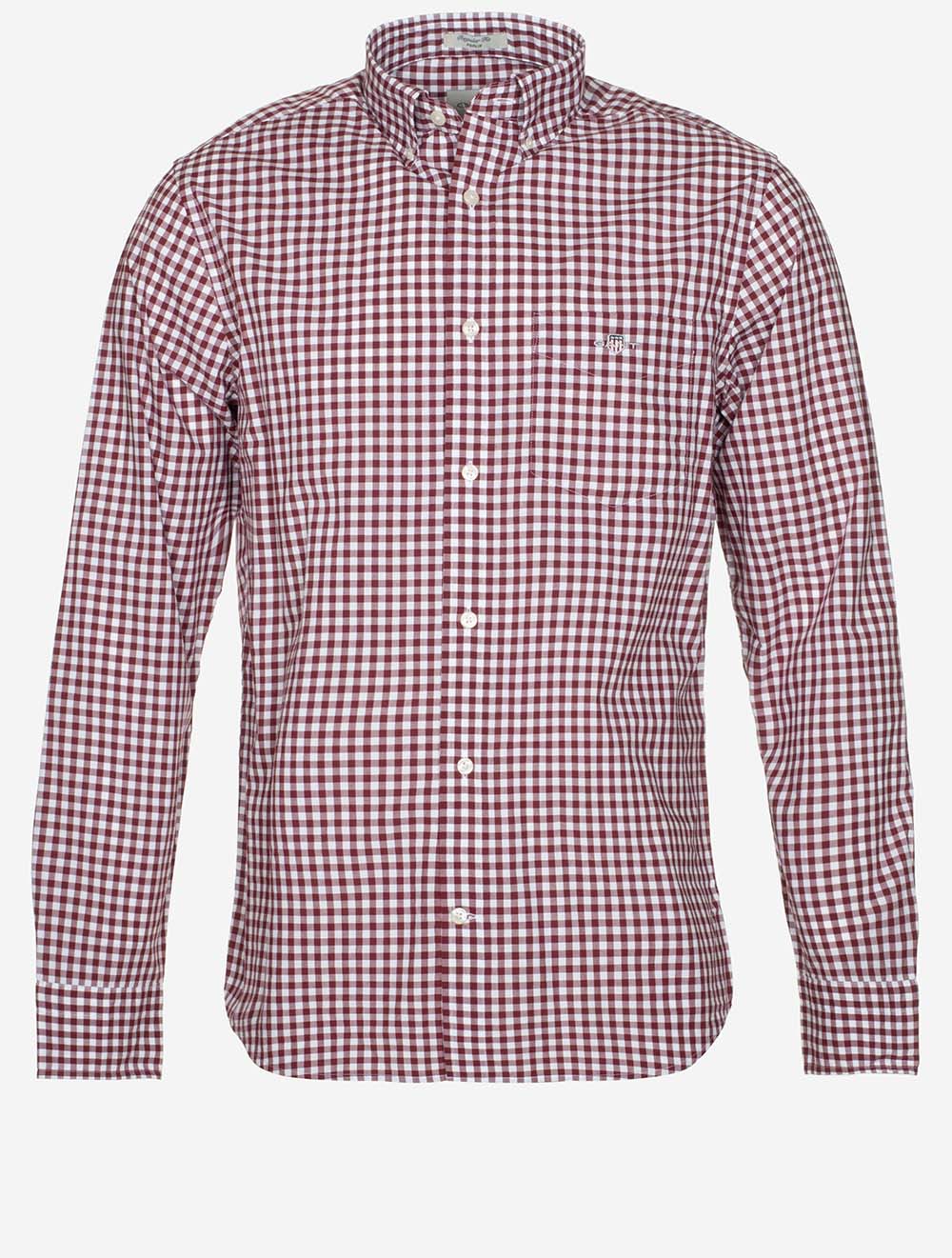 Regular Fit Poplin Gingham Shirt Wine Red