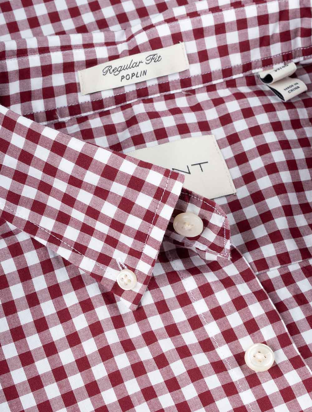 Regular Fit Poplin Gingham Shirt Wine Red