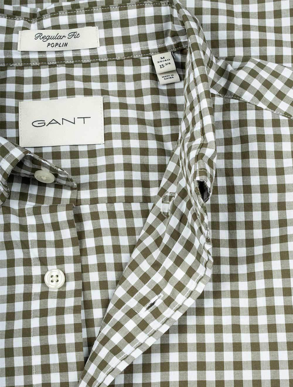 Gant Regular Fit Poplin Gingham Shirt Juniper Green AI3