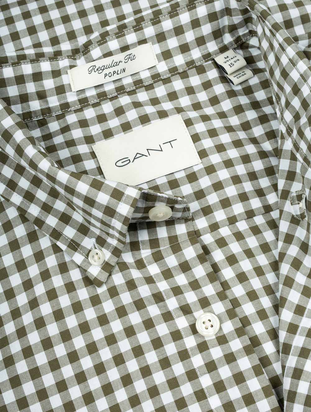 Gant Regular Fit Poplin Gingham Shirt Juniper Green AI4