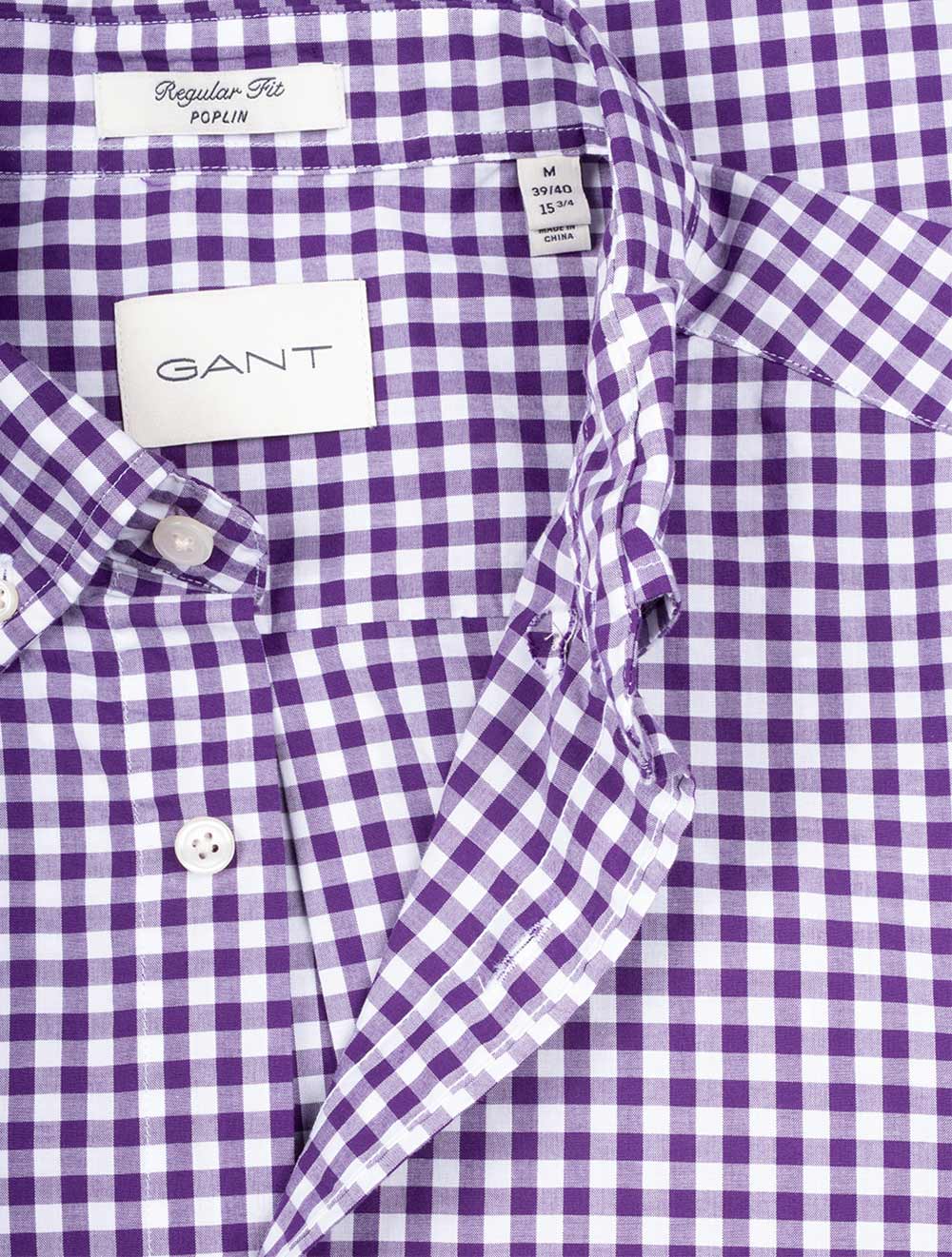 Gant Regular Fit Poplin Gingham Shirt Pansy Purple AI3