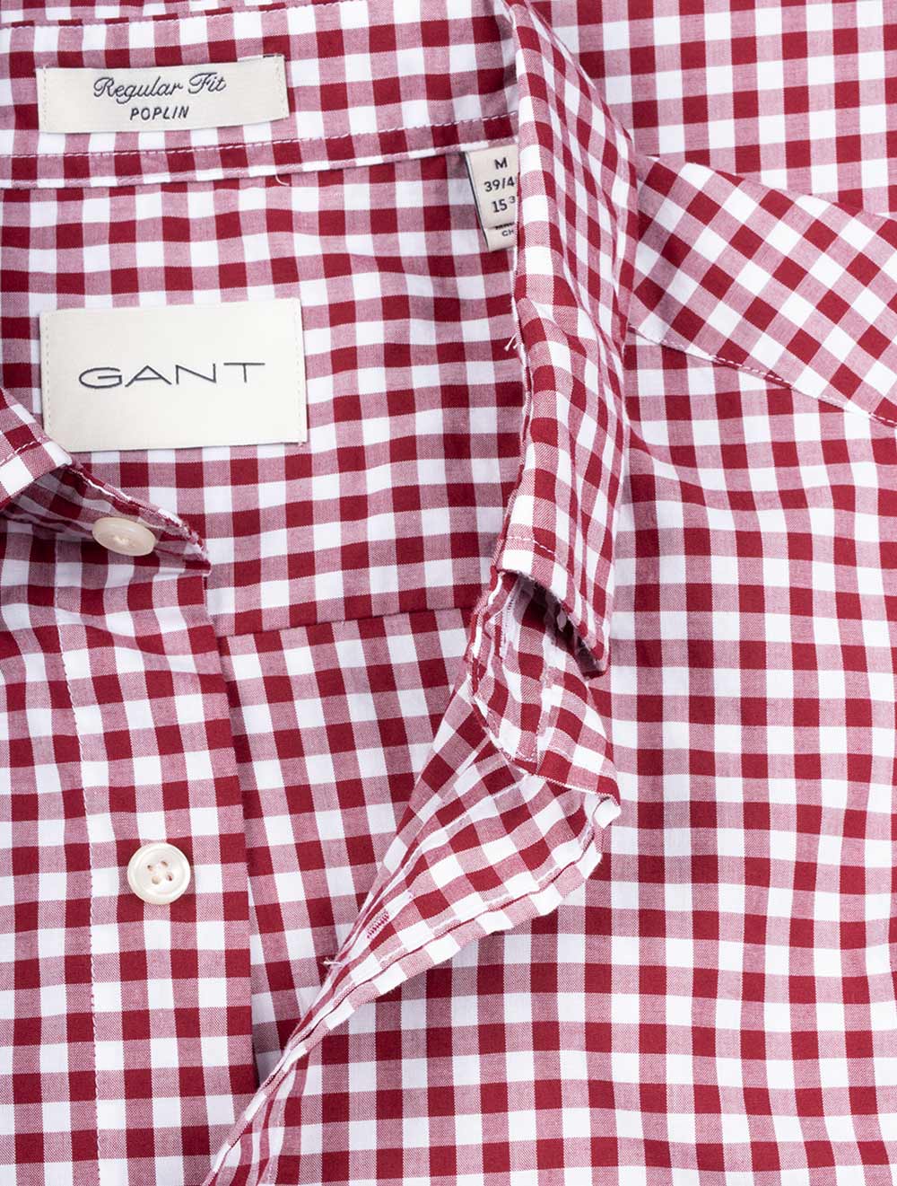 Gant Regular Fit Poplin Gingham Shirt Plumped Red AI3