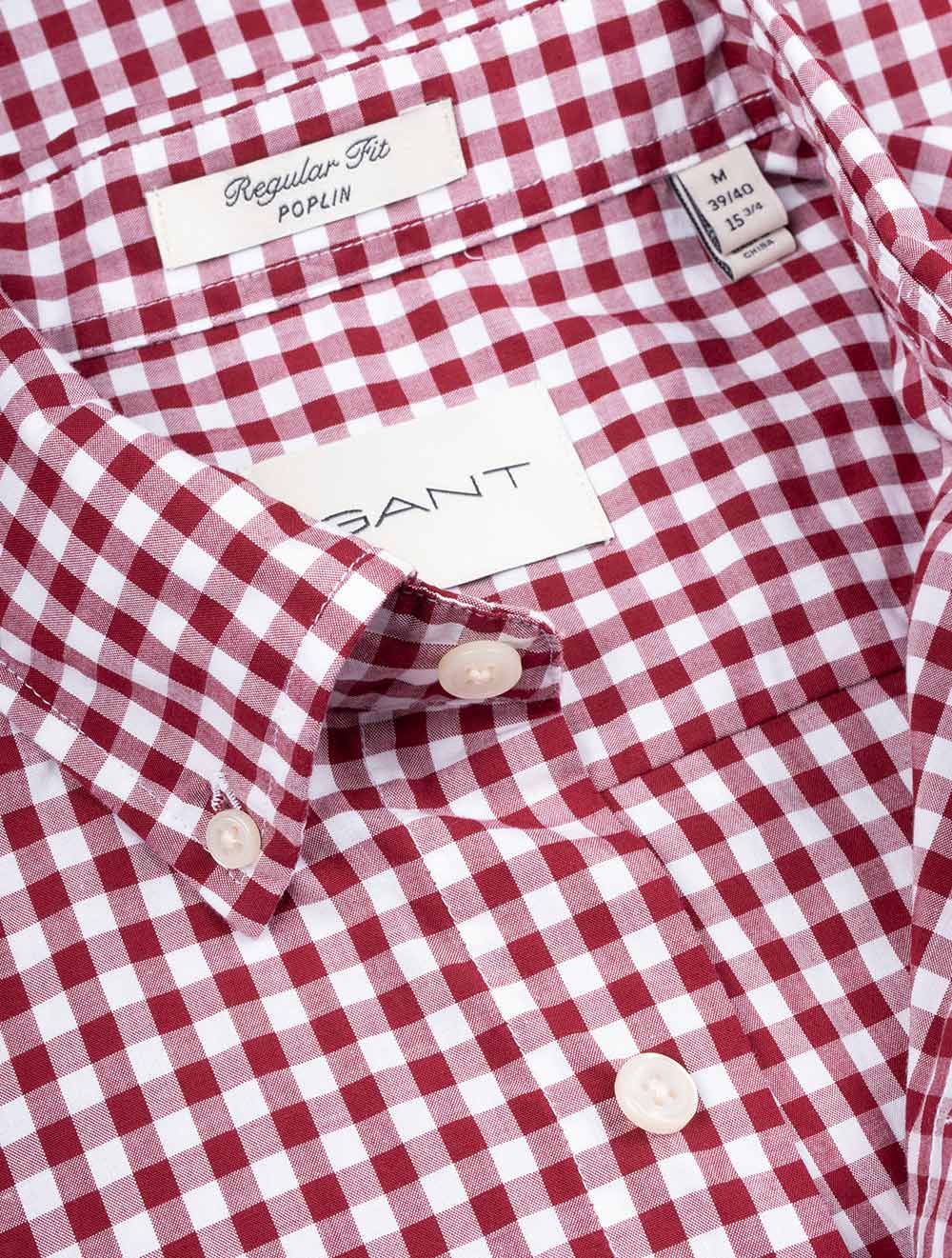 Gant Regular Fit Poplin Gingham Shirt Plumped Red AI4