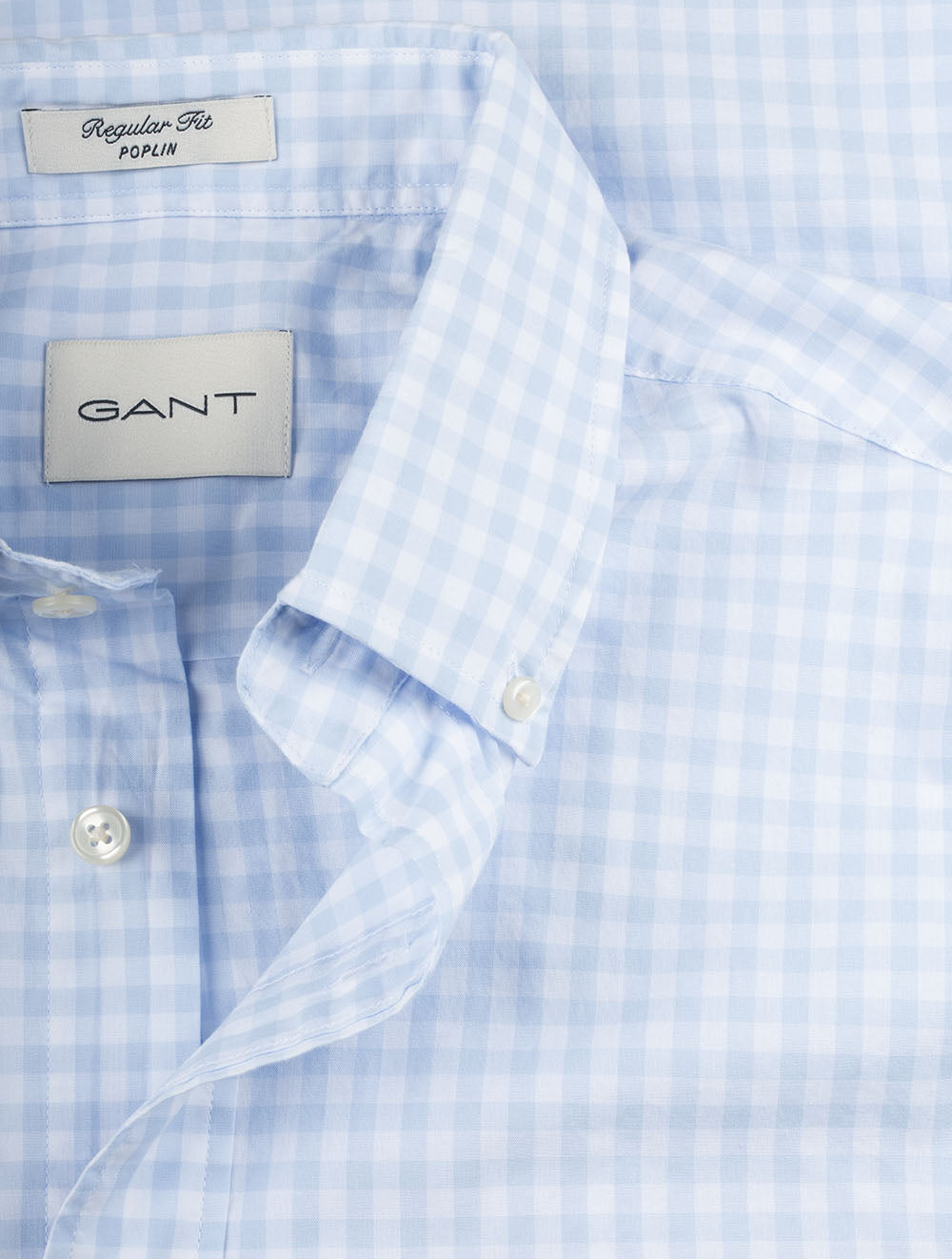 Regular Fit Poplin Gingham Shirt Light Blue