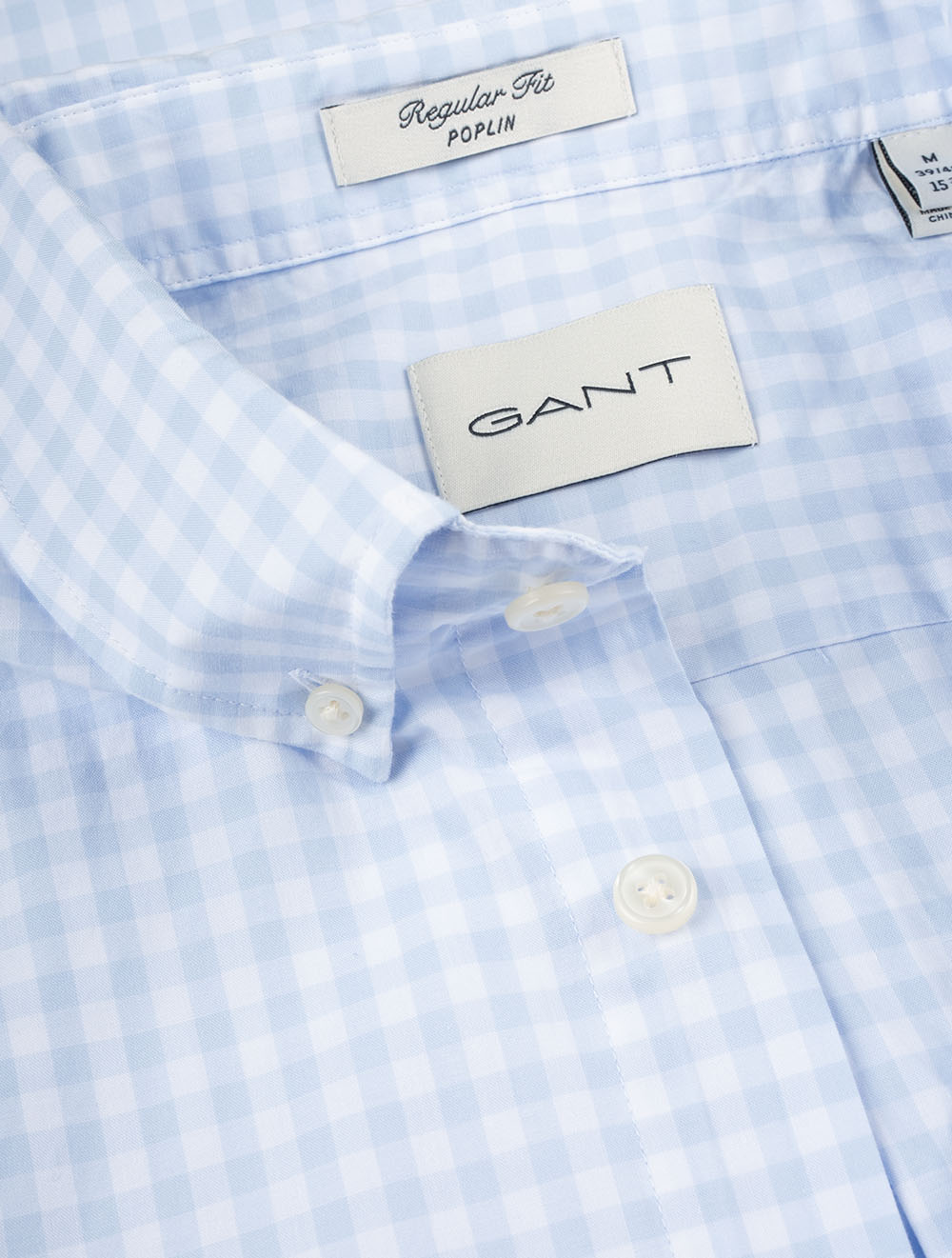 Regular Fit Poplin Gingham Shirt Light Blue