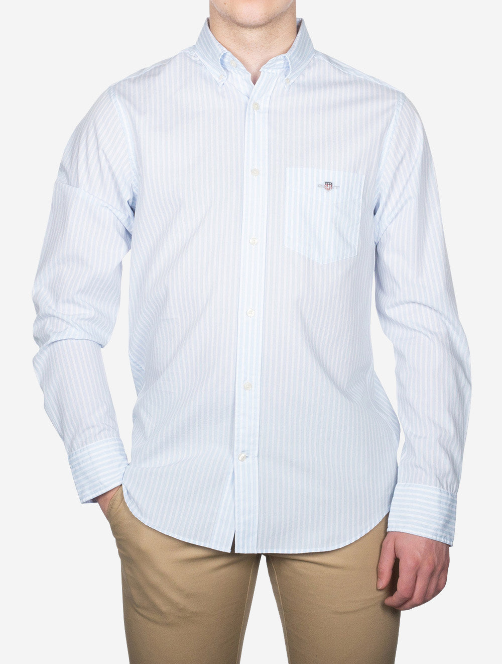 Regular Fit Poplin Stripe Shirt Light Blue