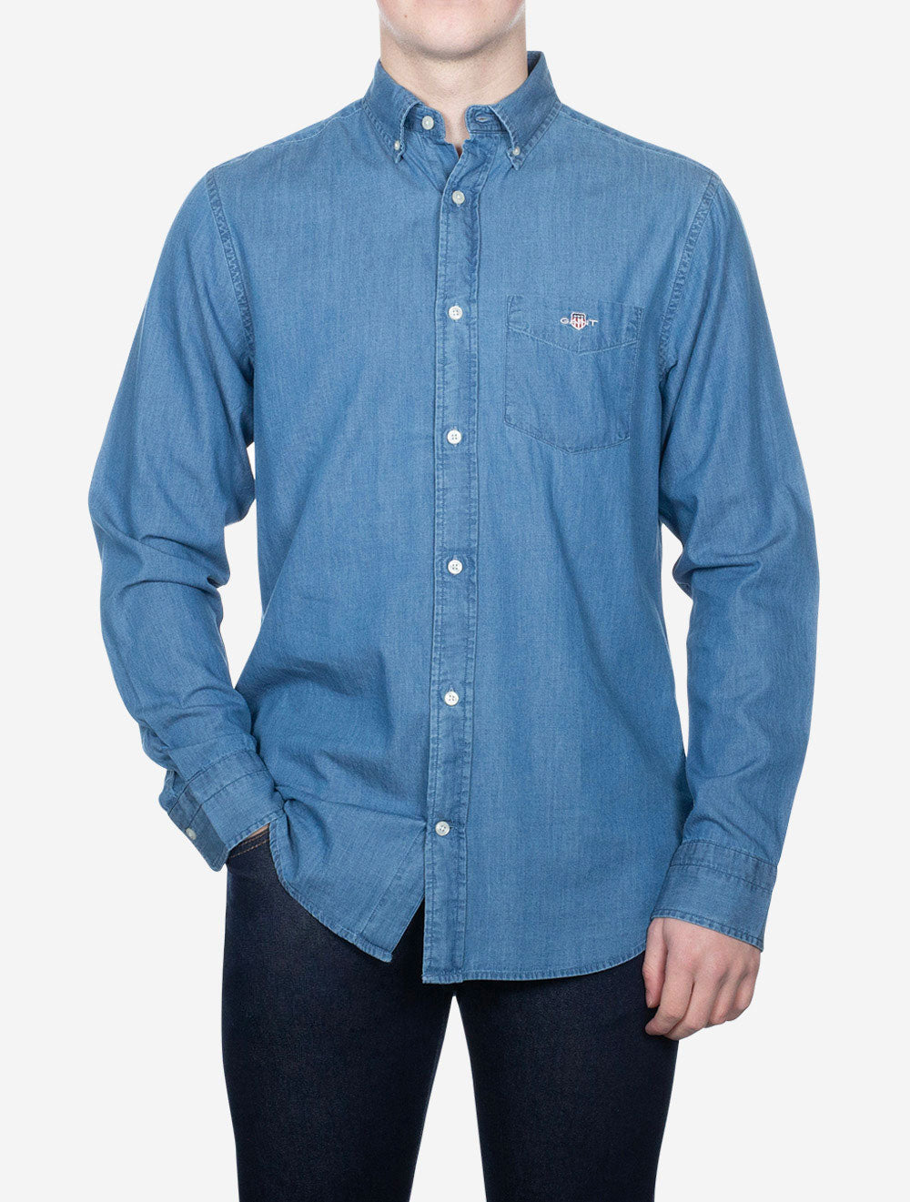 Indigo Buttondown Regular Fit Semi Light Blue