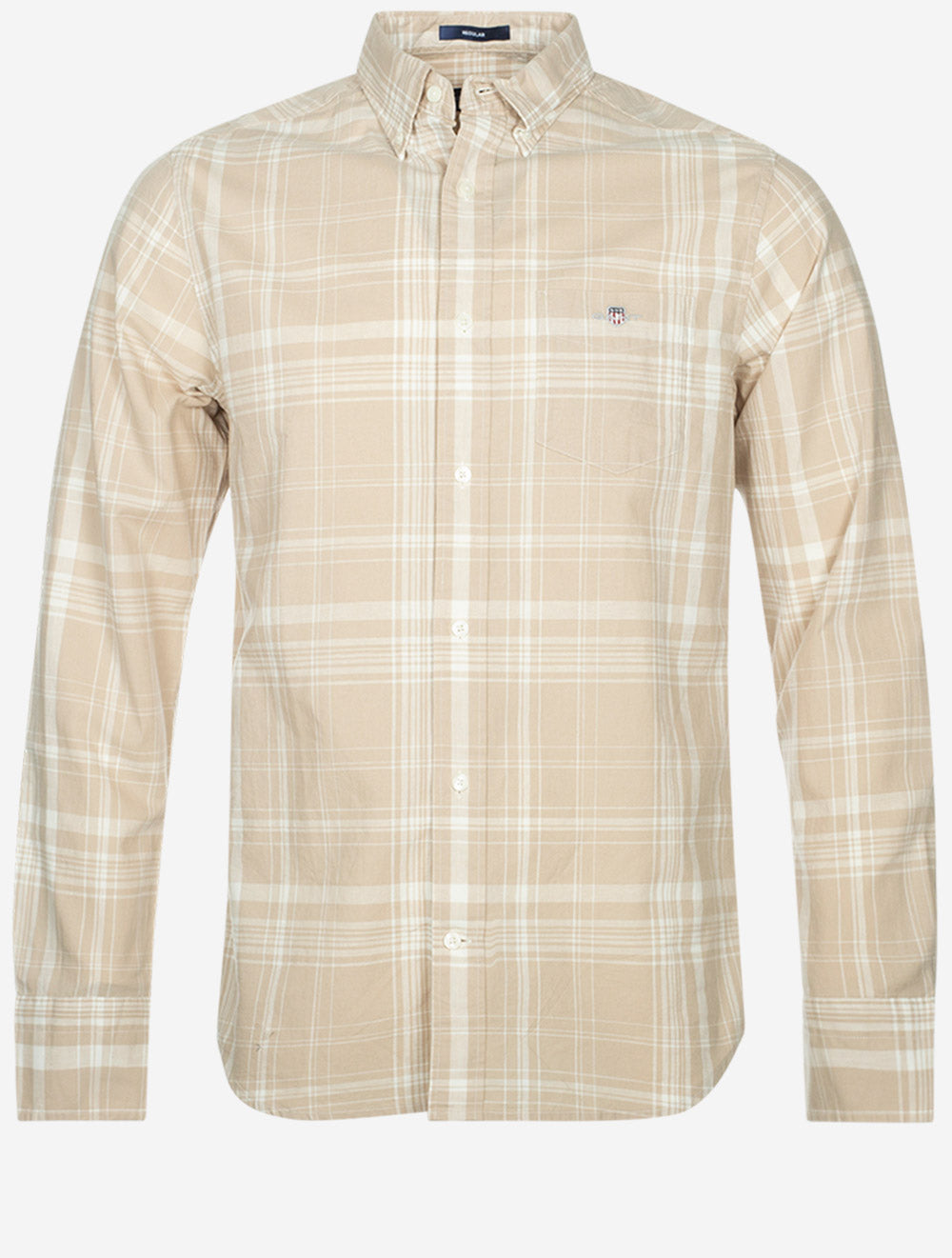 Gant Regular Cotton Linen Check Shirt Dry Sand MI