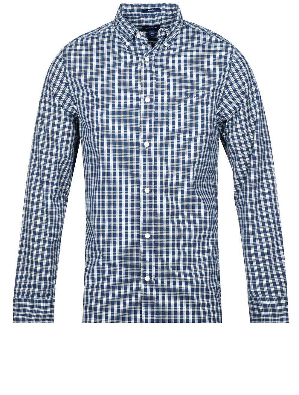 Gant Regular Fit Ingigo Micro check Shirt Indigo MI