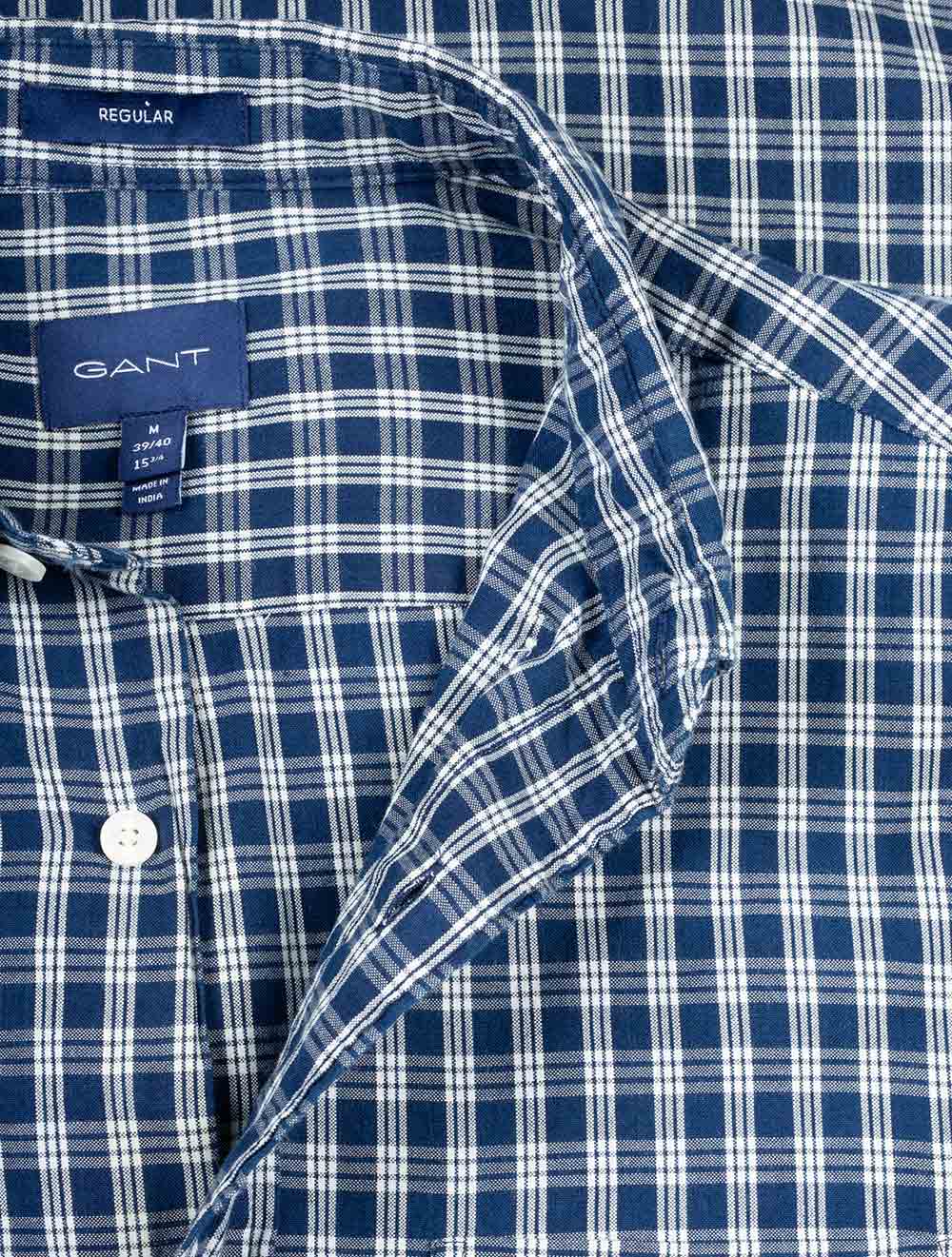 Gant Regular Fit Ingigo Micro check Shirt Indigo AI1