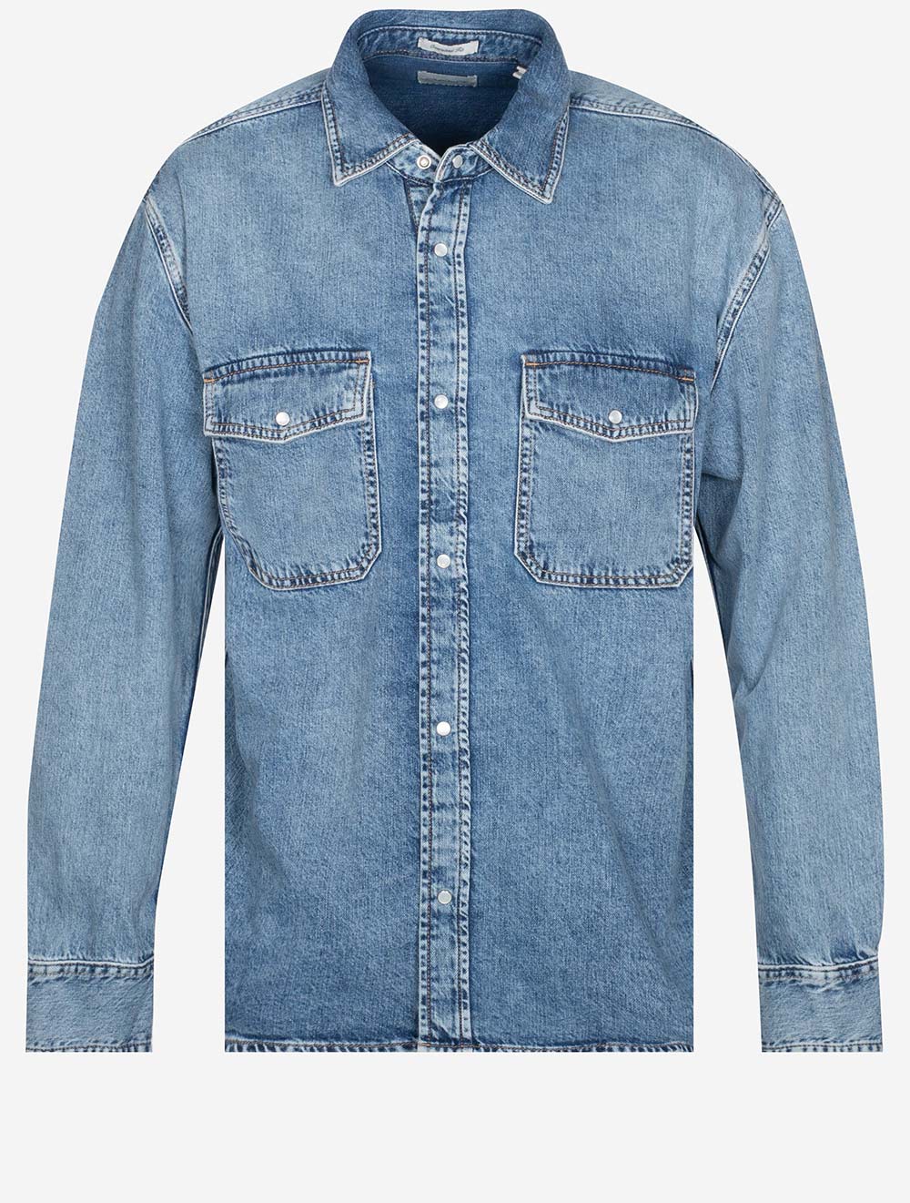 Gant Oversized Denim Shirt Light Blue Worn In MI