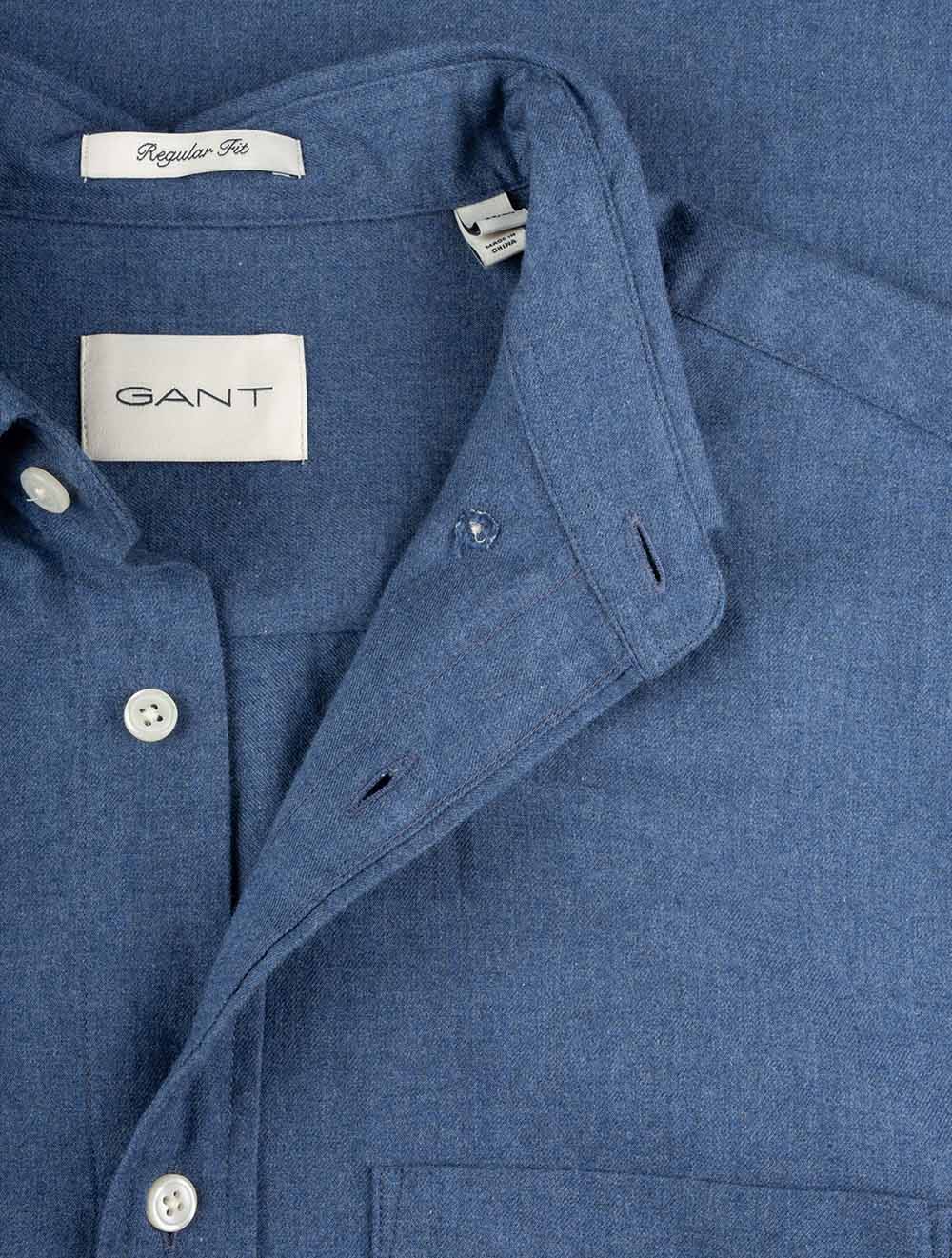 Gant Regular Flannel Melange Shirt Dusty Navy AI3