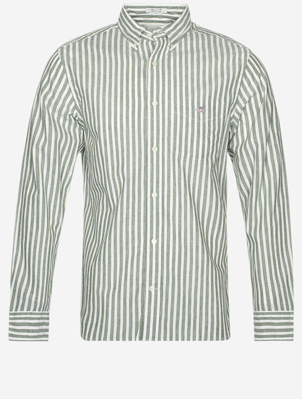 Regular Cotton Linen Stripe Shirt Pine Green