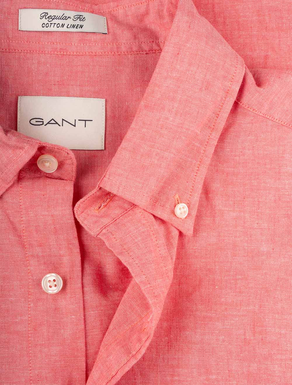 Gant Regular Cotton Linen Short Sleeve Shirt Sunset Pink AI3