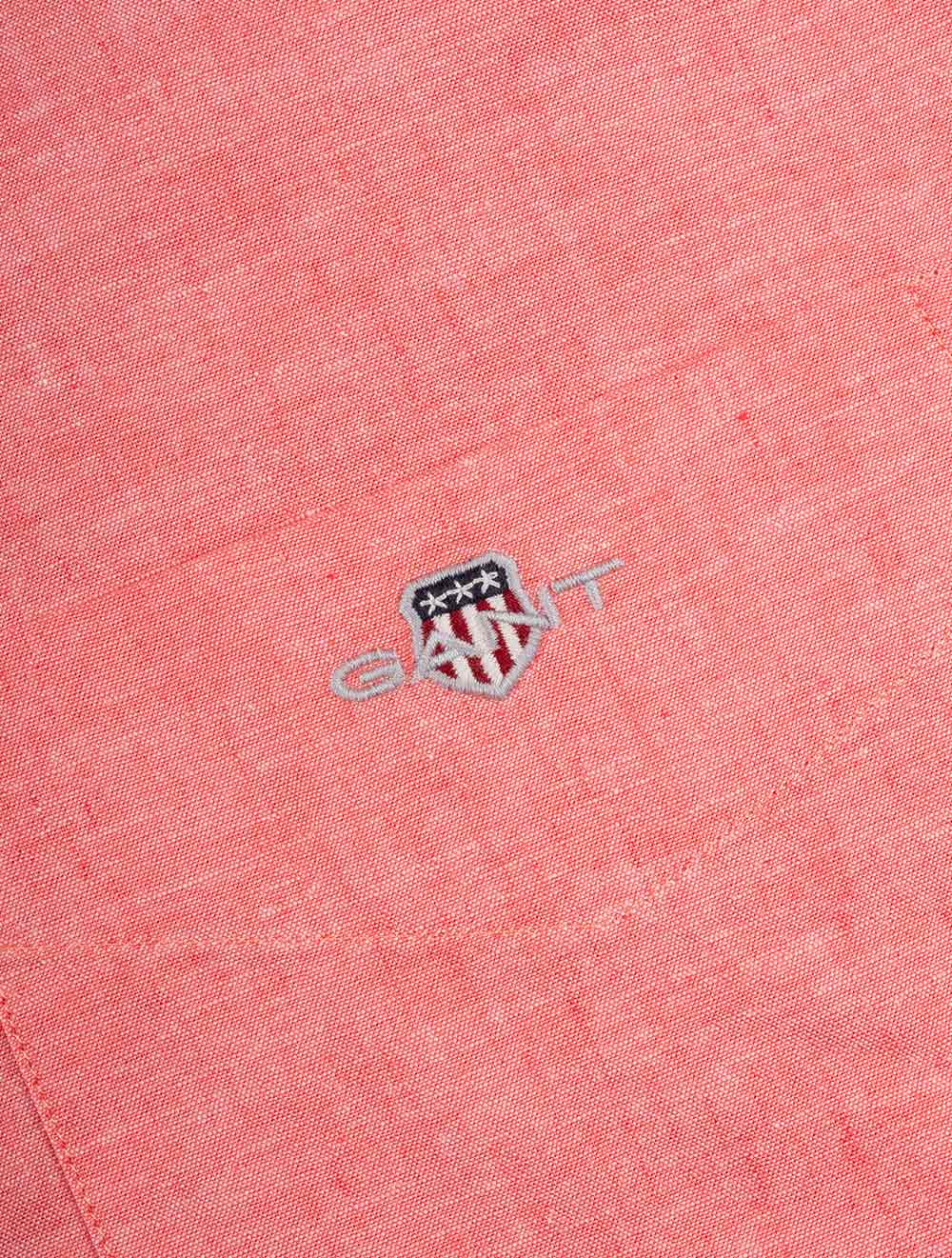 Gant Regular Cotton Linen Short Sleeve Shirt Sunset Pink AI5