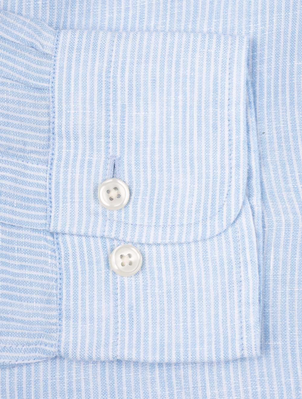 Regular Linen Stripe Shirt Capri Blue