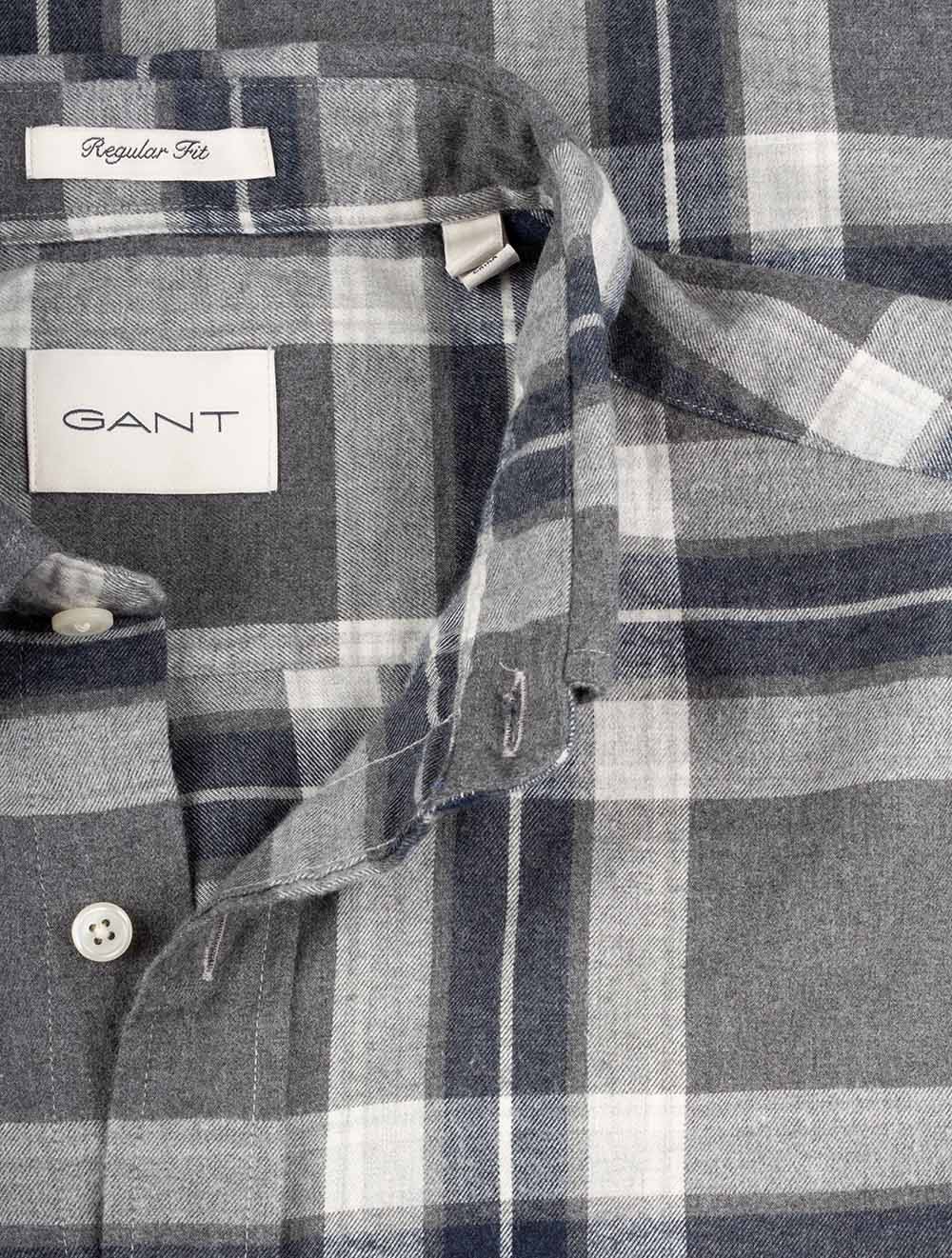 Gant Regular Tartan Melange Check Shirt Dark Grey Melange AI3