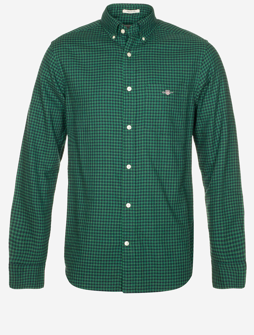 Gant Regular Microcheck Flannel Shirt Deep Forest Green MI