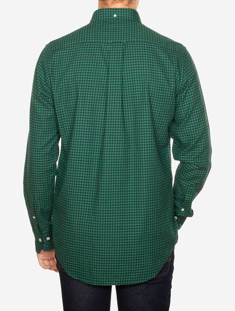 Gant Regular Microcheck Flannel Shirt Deep Forest Green AI2