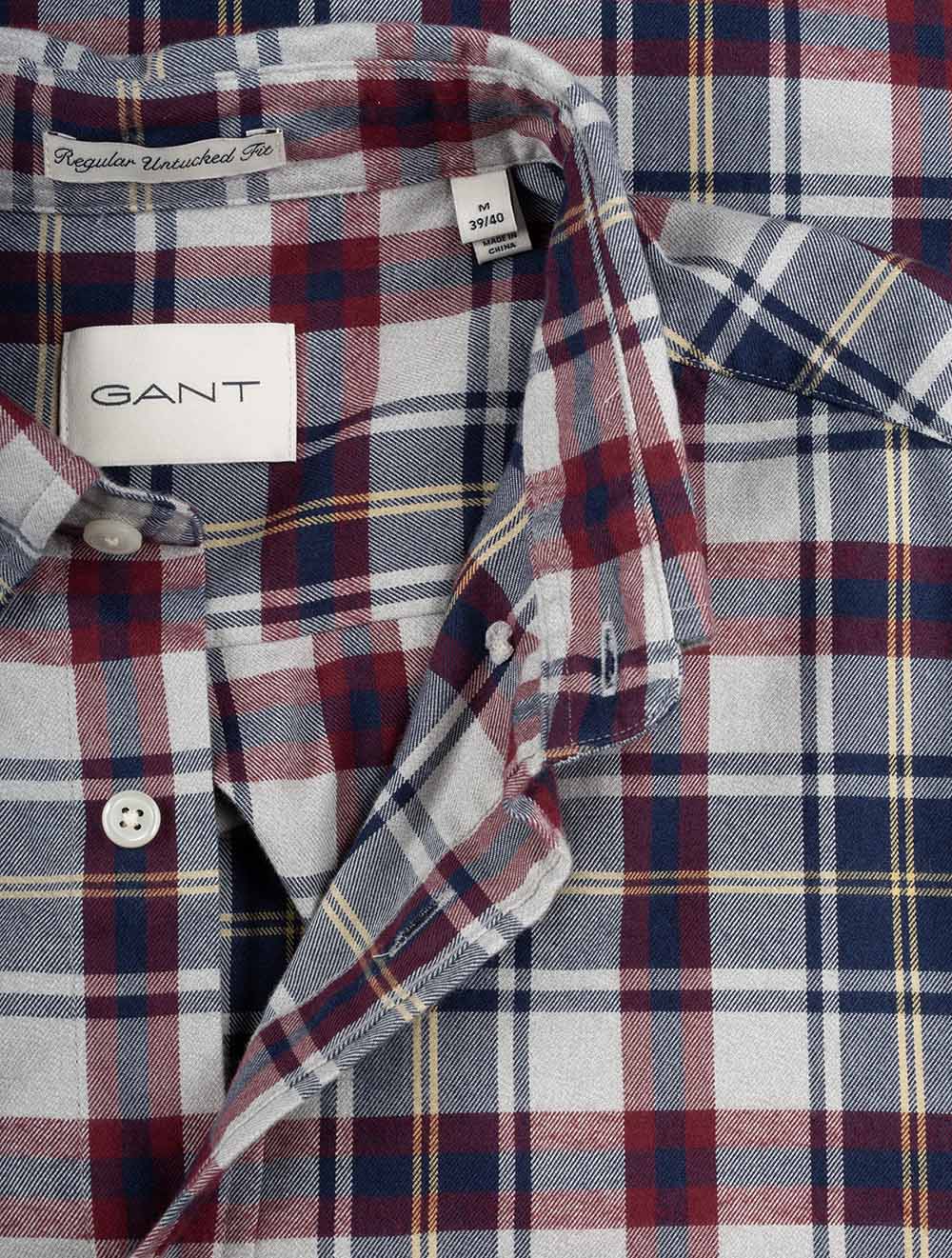 Gant Regular Jaspe Flannel Plaid Shirt Persian Blue AI3