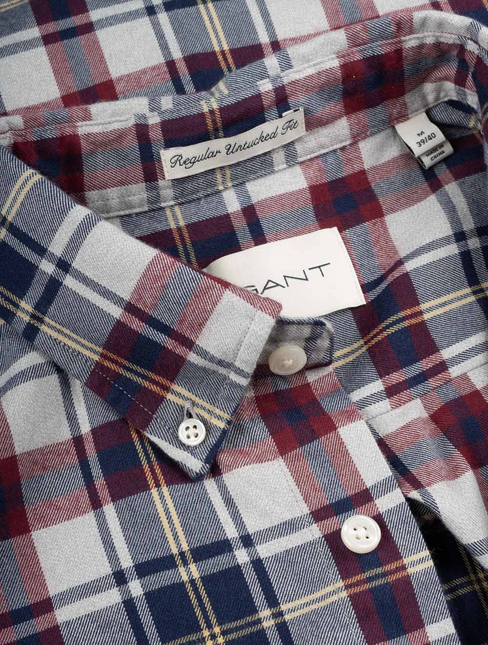 Gant Regular Jaspe Flannel Plaid Shirt Persian Blue AI5