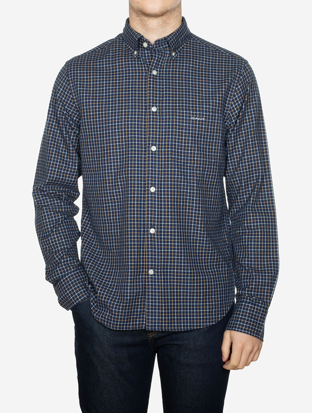 Regular Jaspe Tattersall Plaid Shirt Persian Blue