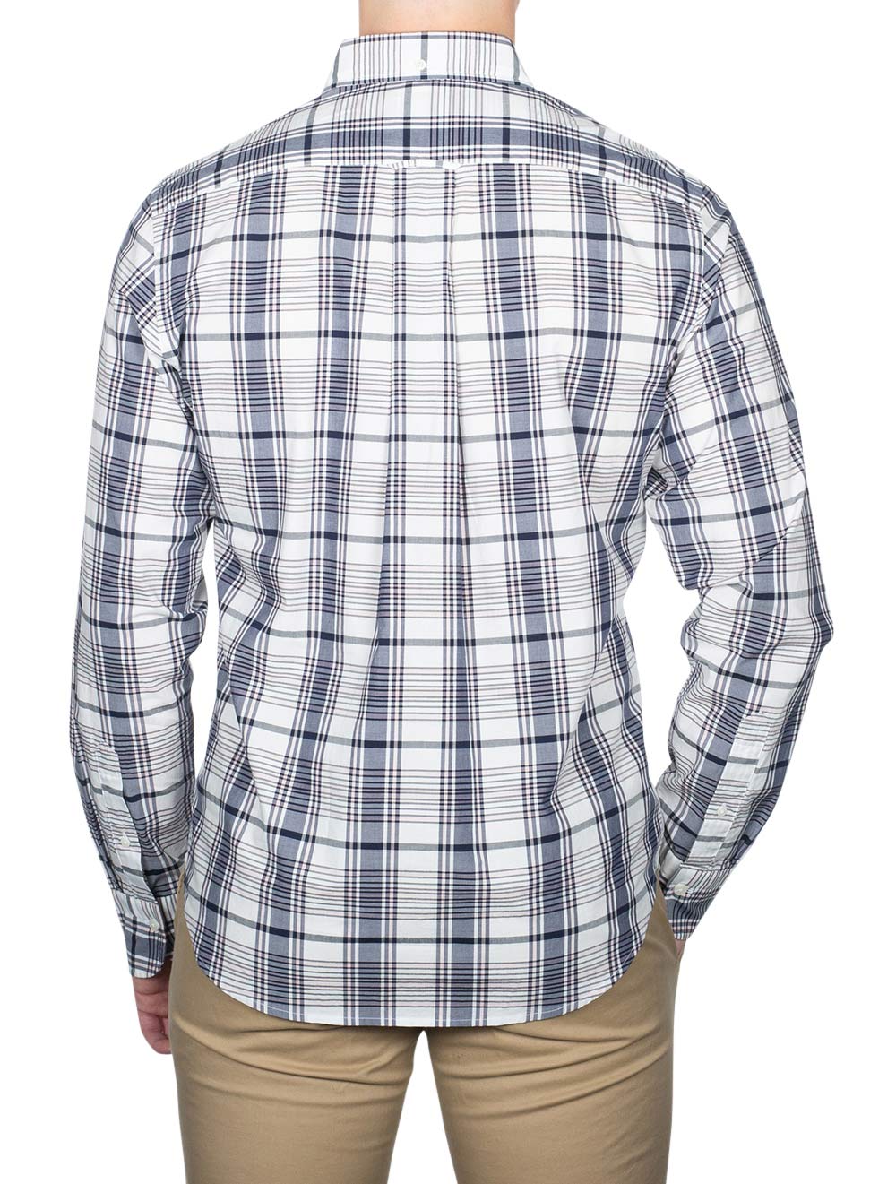 Regular Popeline Check Buttondown Eierschalenfarben