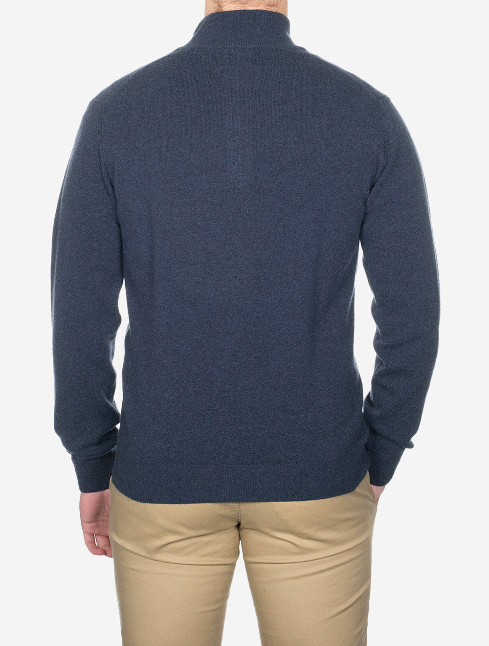 Superfine Lambswool Half Zip Dark Navy Melange