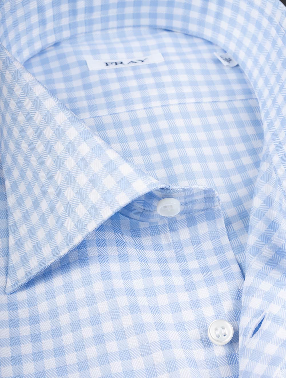 Fray FRAY Gingham Check Shirt Blue AI2