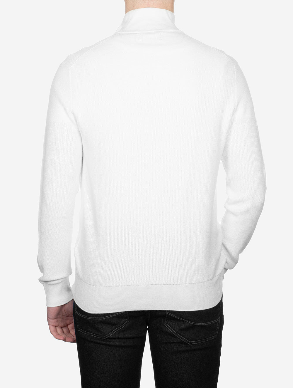 Half Zip Pique Pullover White