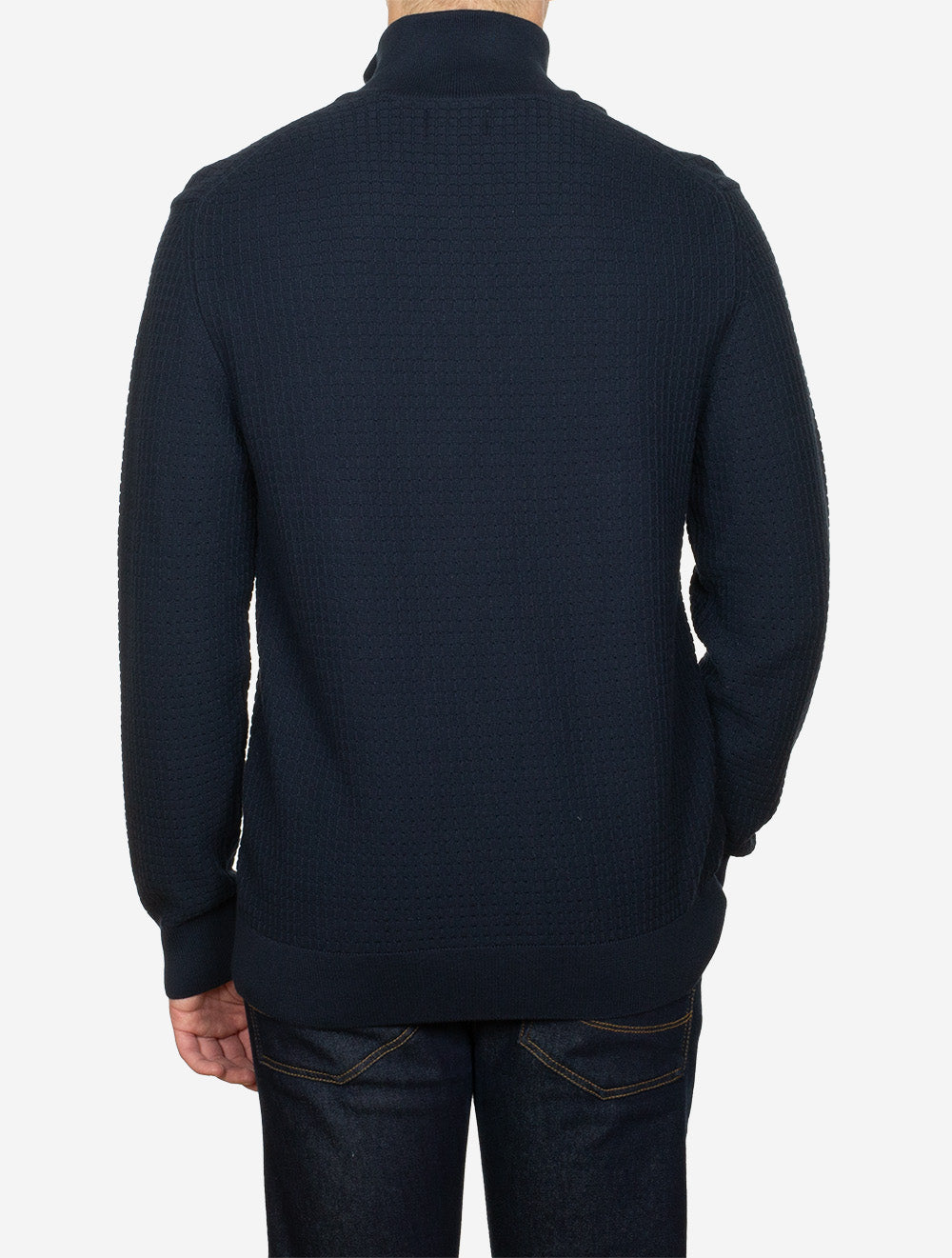 Textured Cotton Half-Zip Sweater Evening Blue