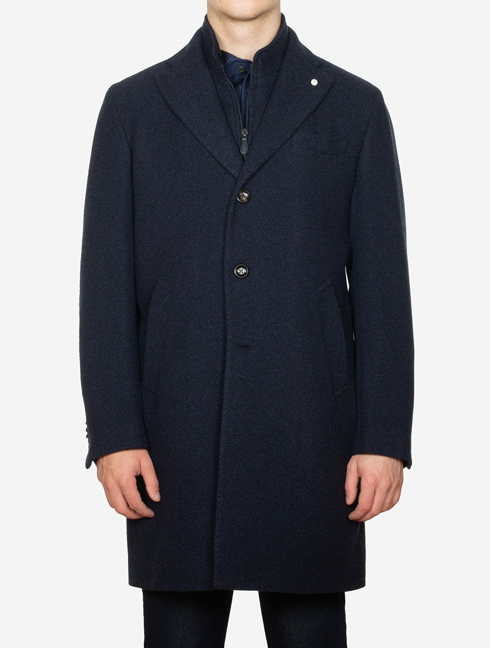 Lubiam Wool And Silk Overcoat Blue AI1